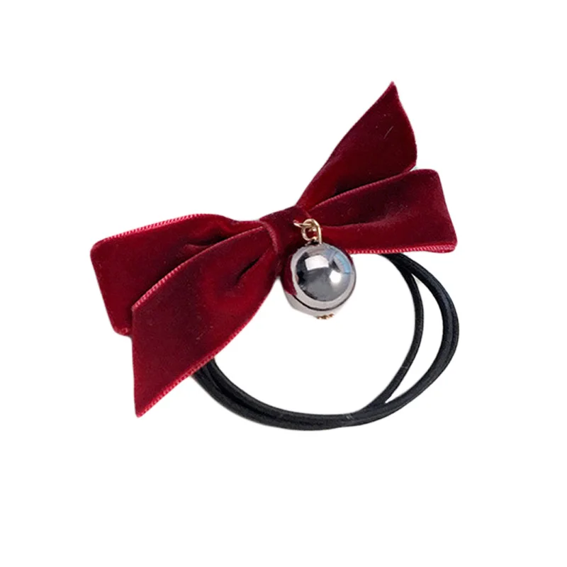 Модные Женские однотонные бархатные резинки для девочек с милым бантом Резинки