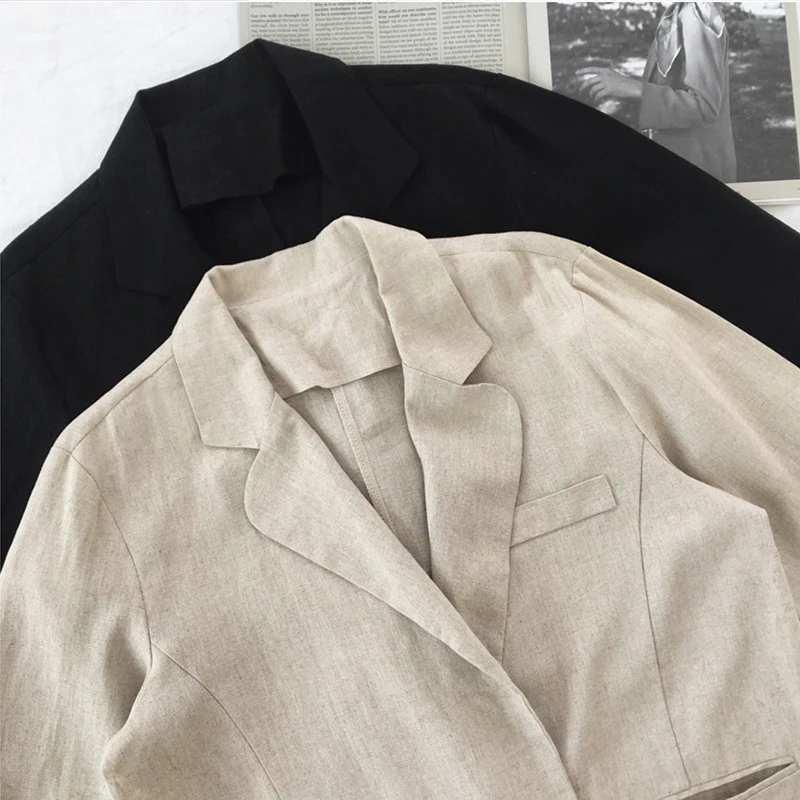 Женский блейзер с карманами на одной пуговице повседневная однотонная тонкая