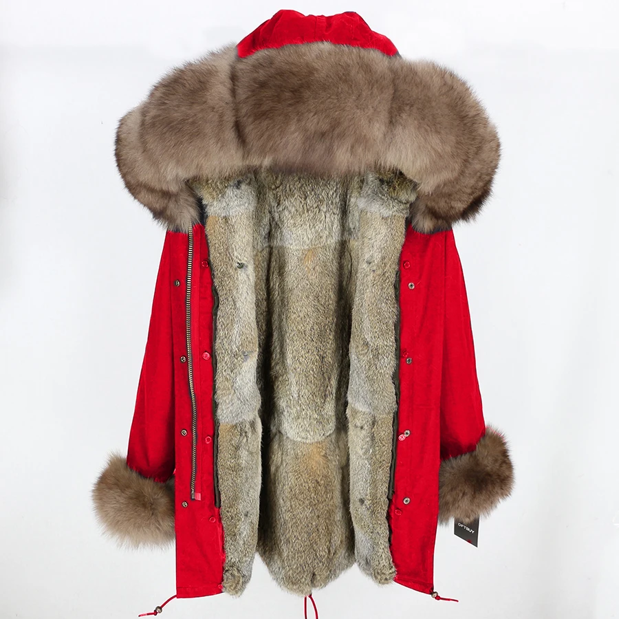 7 OFTBUY, зимняя женская куртка, длинная парка, Воротник из натурального Лисьего меха, капюшон, подкладка из натурального кроличьего меха, Толстая теплая парка, уличная Роскошная - Цвет: 7