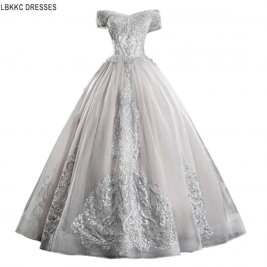 Светло серое платье с открытыми плечами для выпускного вечера Vestido Formatura Longo De Noite