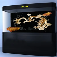 custom size aquarium background poster with self adhesive gold dragon high glossy pvc fish tank decorative backdrop sticker