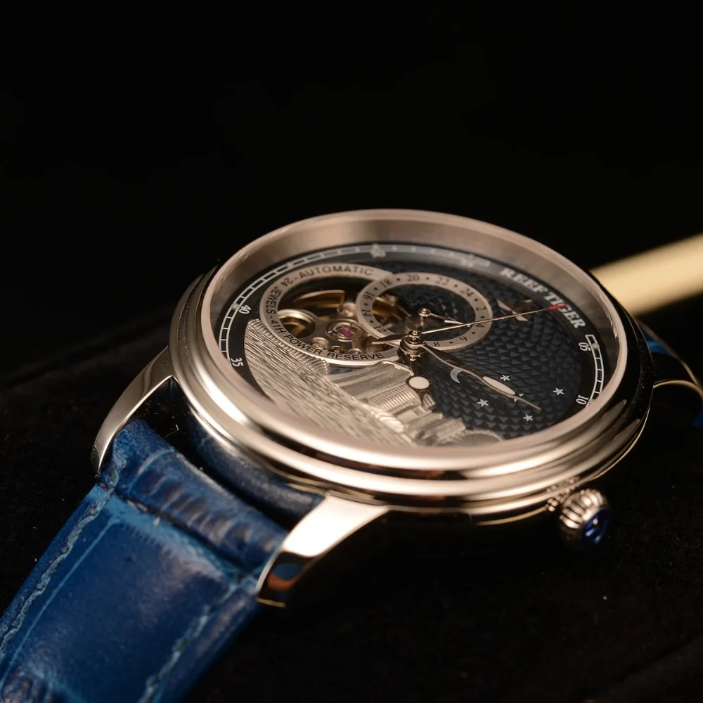 Reef Tiger/RT Blue Tourbillon Automatic Watch Luxury Fashion Watch for Women Men Unisex Watches New Clock Reloj RGA1739 enlarge