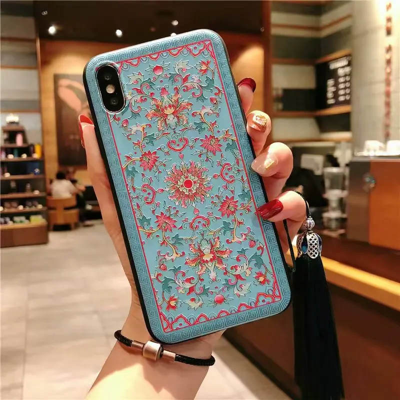 Mi8 Chinese traditional embroidery craft Phone Case For Xiaomi Mi A1 A2 3D Relief 6x 5x Mix2 Mix2s |