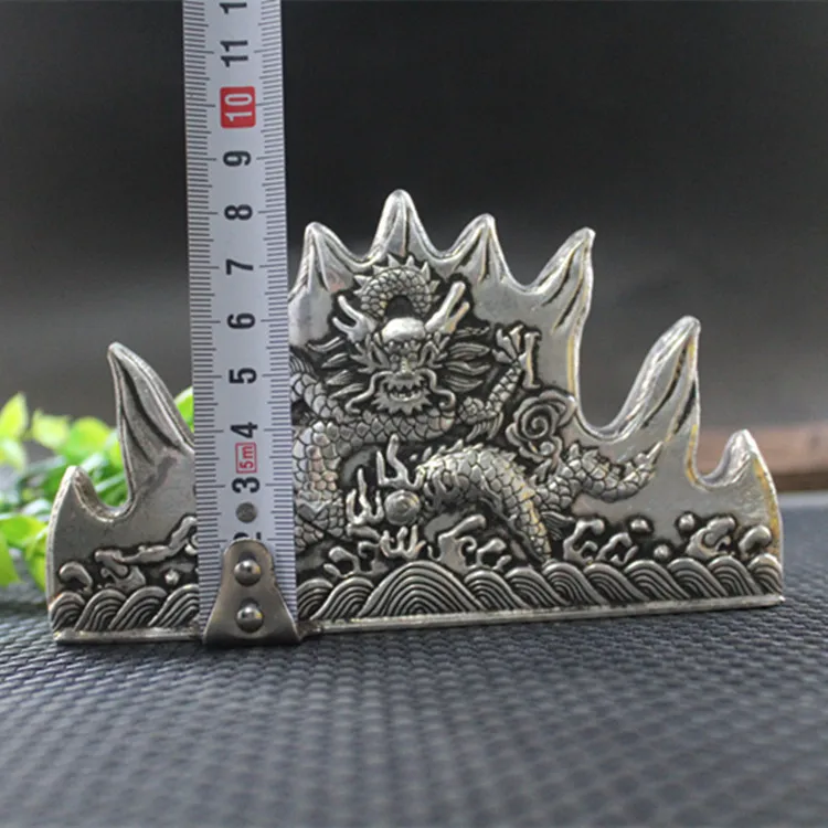 

Ancient silver, relief dragon pattern double-sided dragon penholder, antique collection.