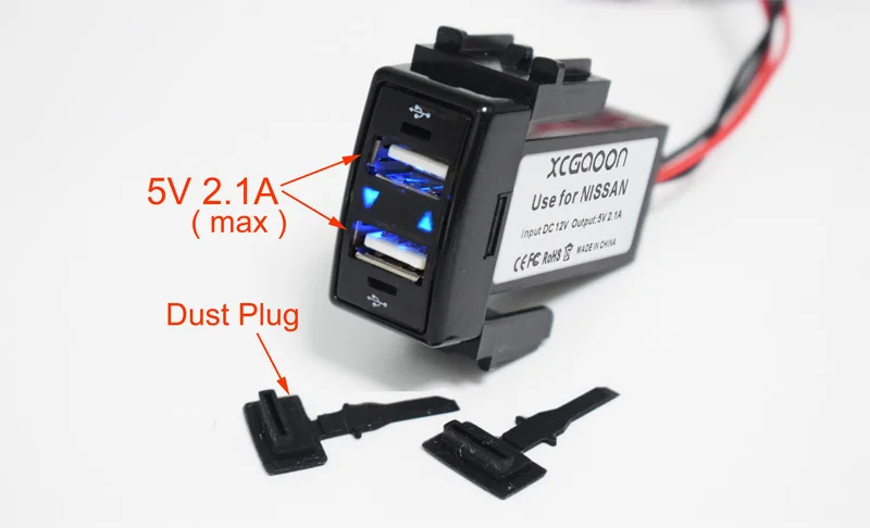 XCGaoon Специальный 5 в 2.1A 2 USB интерфейс разъем автомобильное зарядное устройство адаптер для NISSAN, DC-DC Преобразователь мощности