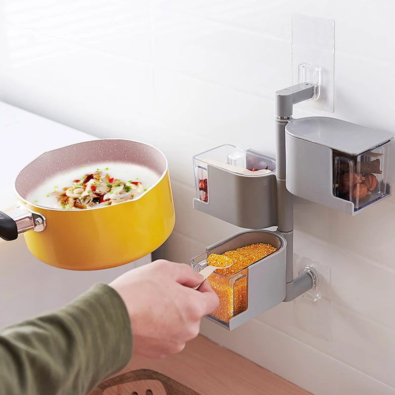 Самоклеющиеся Висячие роторные приправы коробка приправа бутылки баночки для