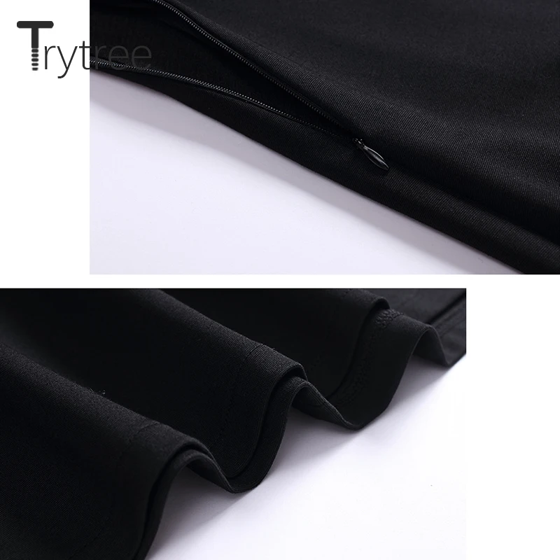 Осеннее платье Trytree элегантное лоскутное из полиэстера с оборками и отложным