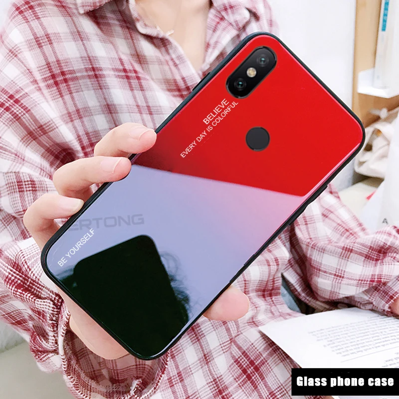Gradient Glass Case For Xiaomi Mi A2 Lite mi 8 9 lite A1 redmi 6A 6 PocoPhone F1 Back Cover for xiaomi Redmi Note 7 5 Pro case |