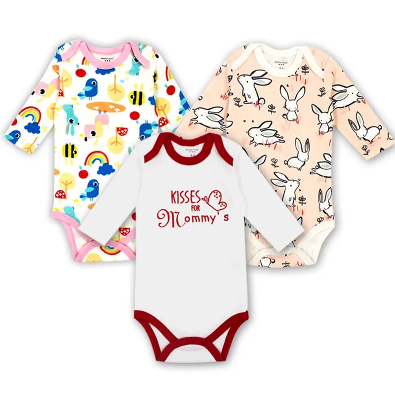 CHX0015 Боди для новорожденных; одежда для малышей; Bebes; хлопковая одежда с длинными рукавами и принтом для младенцев; 0-24 месяца; 3 шт./лот - Цвет: CHX0015