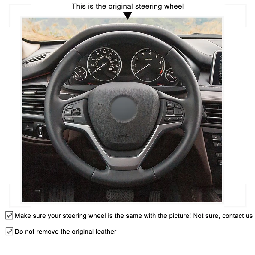 Черный чехол рулевого колеса автомобиля MEWANT из натуральной кожи для BMW X5 F15 2013