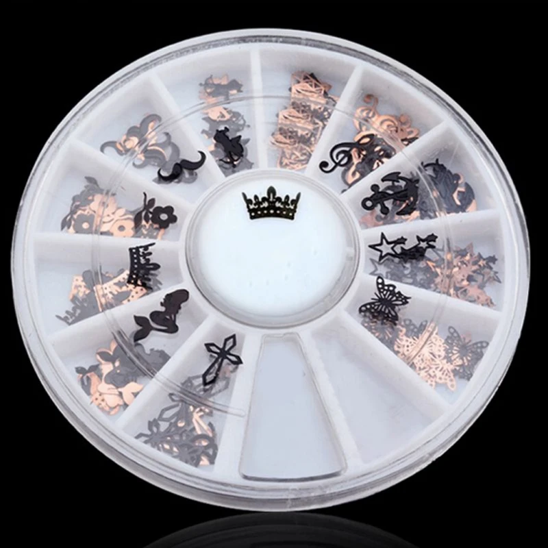 Модные горячие Sale100pcs 3D металлизированные для дизайна ногтей ломтик черные наклейки Наклейка Фольга колесо инструмент для ногтей