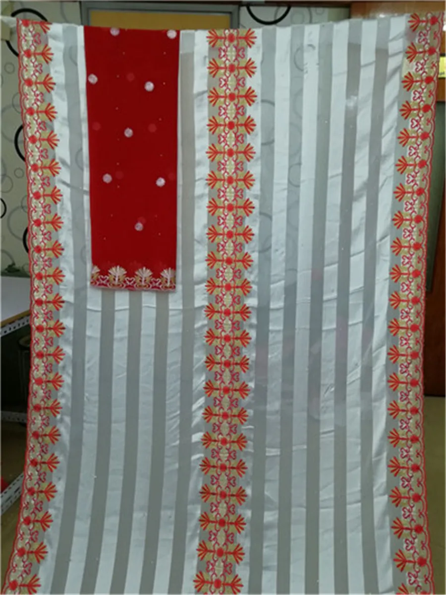 Атласная ткань розовая кружевная в нигерийском стиле со стоячим мягким шелковым