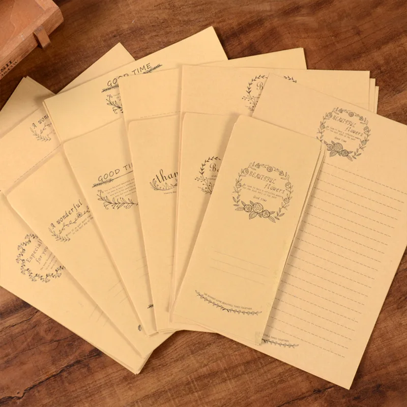 

European Style Kraft Paper 6 letter paper + 3 envelopes Temperament Romance Love Letter Simple Literature Small Fresh