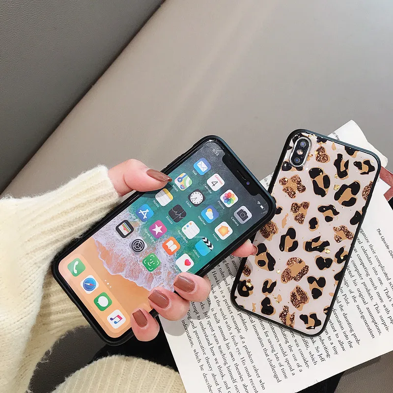 Роскошный пластиковый леопардовый чехол для iphone XS MAX XR 6 6s 8 7 plus Блестящий