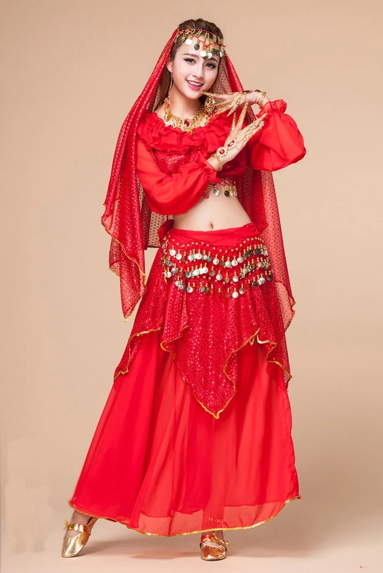 Костюм для танца живота 2 шт./7 шт. танцевальная одежда выступлений Индийский