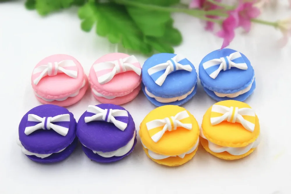 

10pcs/lot DIY polymer clay macarons kawaii resin cabochons accessories 24MM