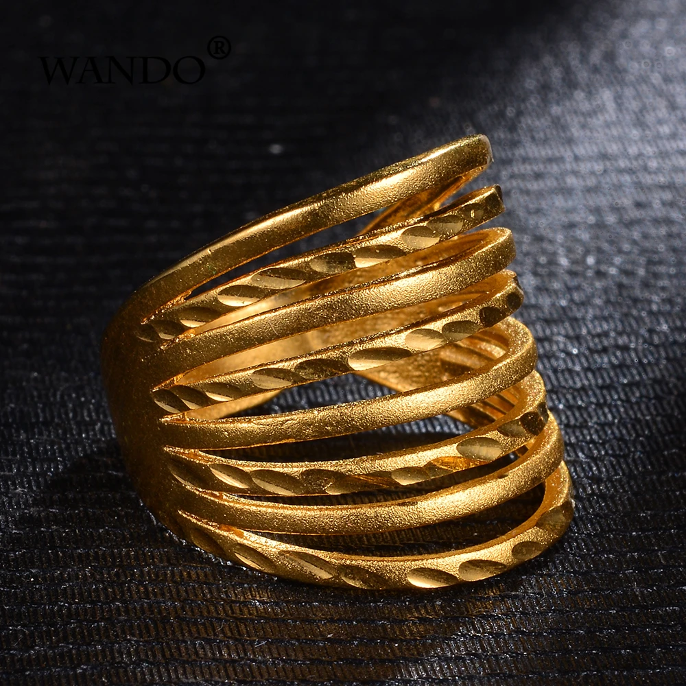 WANDO эфиопское Золотое кольцо для женщин матовое новое свадебное украшение