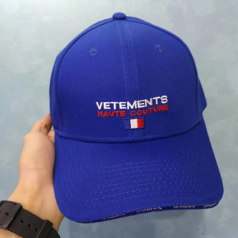 

Vetements Women Men 1:1 High Quality Blue Embroidery France Flag Vetements Cap