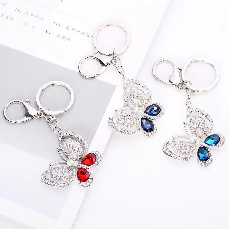 Новое модное кольцо для ключей со стразами и насекомыми бабочками хрустальные