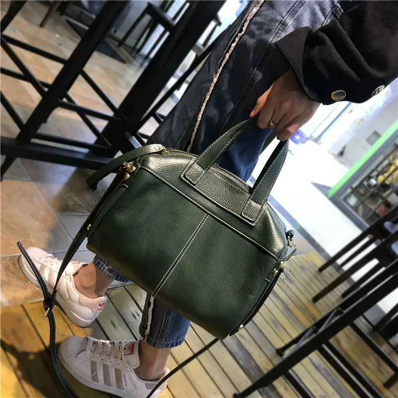 green Известный бренд, Настоящая Натуральная кожа, сумка через плечо, роскошные сумки, женские сумки, дизайнерские винтажные большие повседневные сумки, женская сумка - Цвет: green
