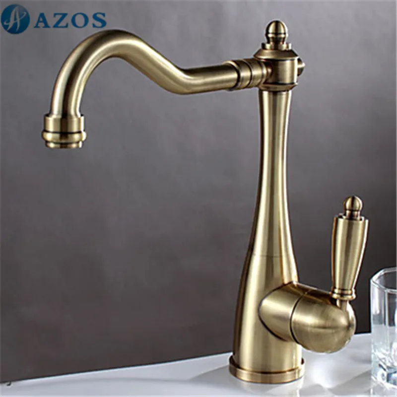 Краны для кухонной раковины Золотой винтажный поворотный шланг спрей с одной