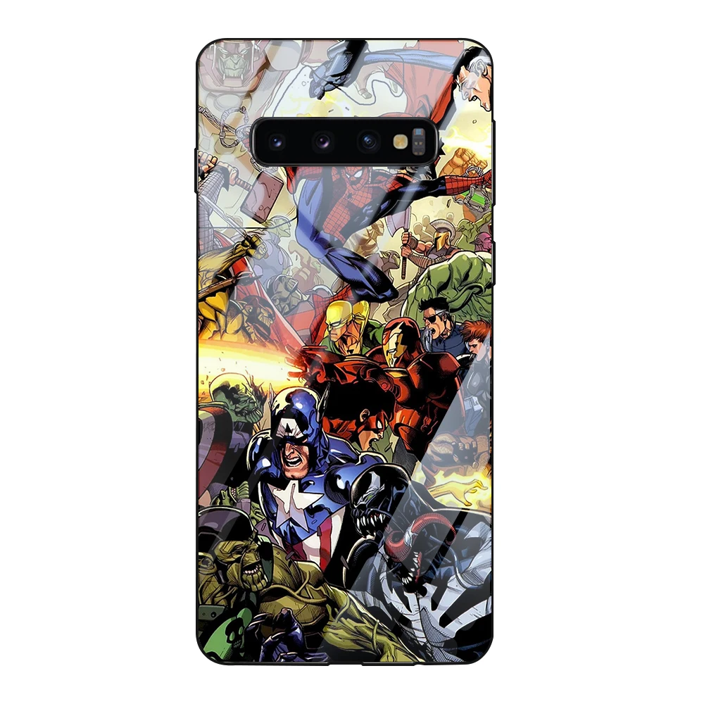 ciciber For Samsung Galaxy S10 S10e S9 S8 Plus S10+ S9+ S8+ Tempered Glass Phone Cases for Note 9 8 Cover Marvel Skull |
