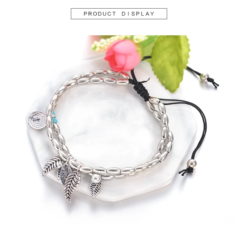 1pcs Retro style leaf Rune Yoga pendant foot chain sand beach ring | Ювелирные наборы и прочее