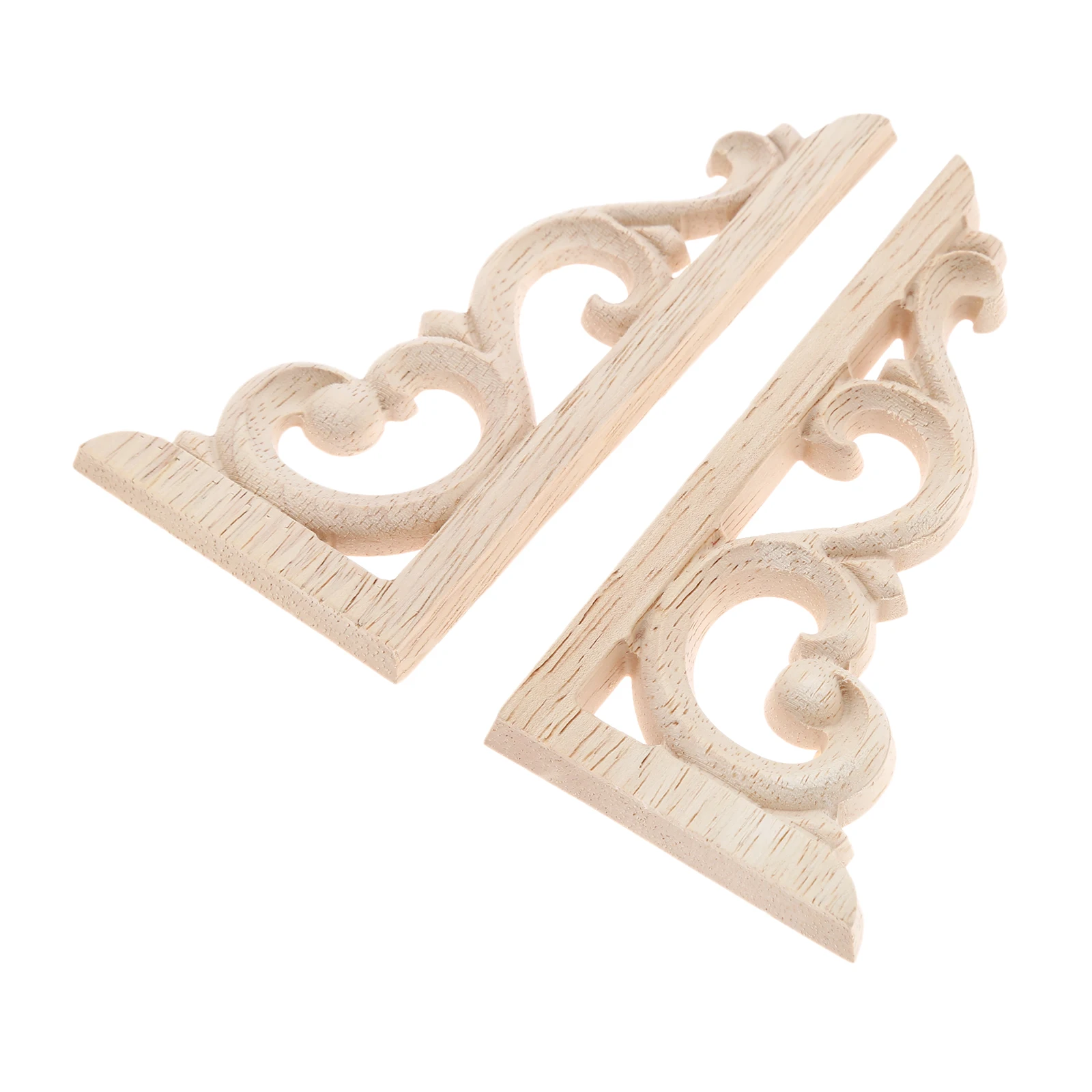 4Pcs 12*6cm Floral Wood Carved Decal Corner Appliques Frame Wall Furniture Woodcarving Decorative Wooden Figurines Crafts | Дом и сад