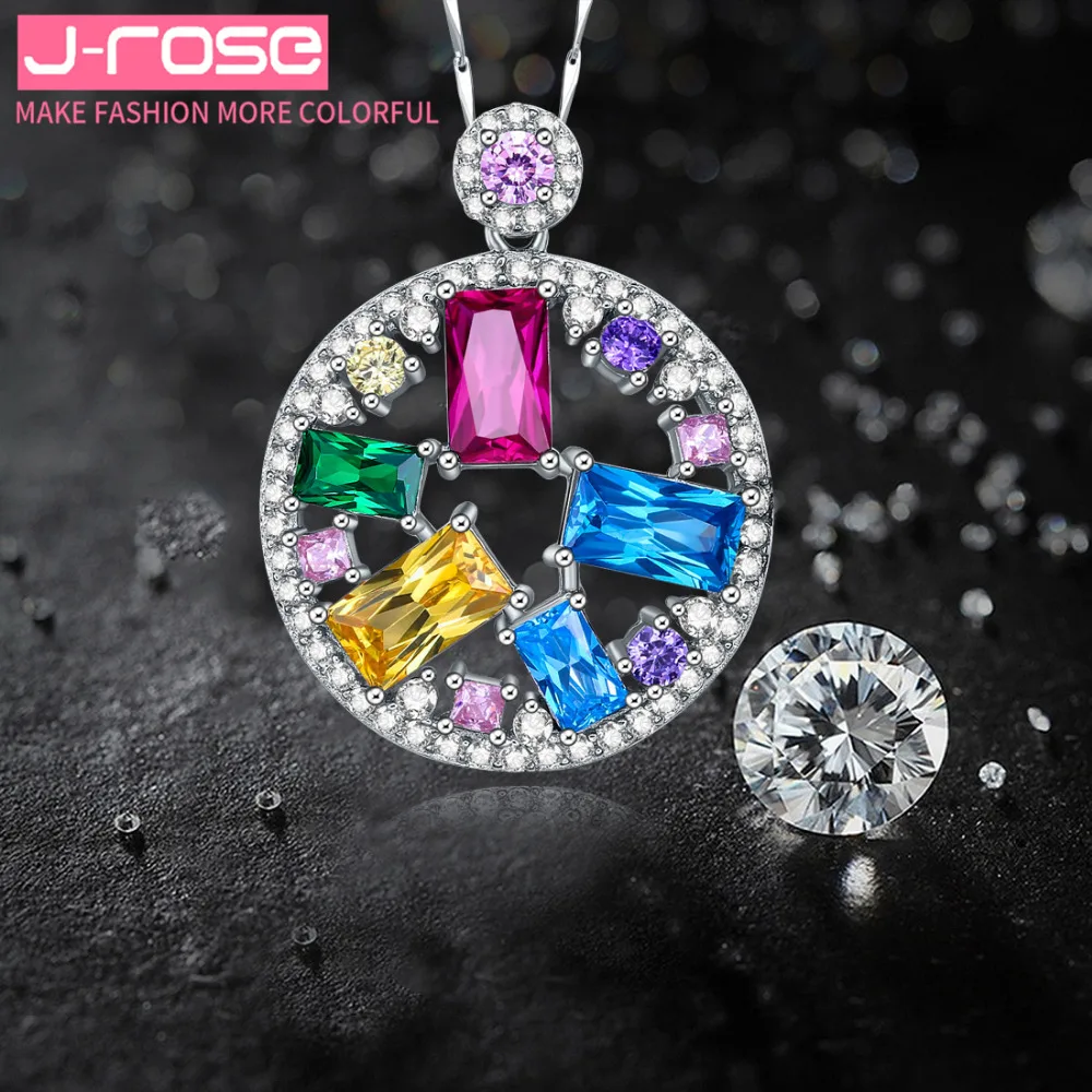Jrose ювелирные изделия многоцветные AAA CZ 100% твердые 925 Серебро кулон для женщин