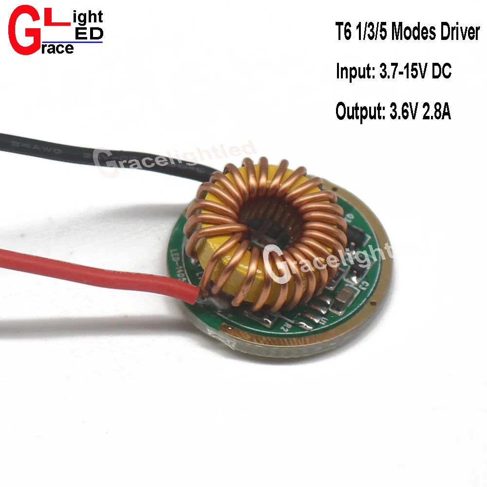 2pcs Cree XML T6 U2 L2 5Mode /1Mode /3Mode LED Driver 22mm DC3.7V-15V Input 2800mA Output For Series | Лампы и освещение