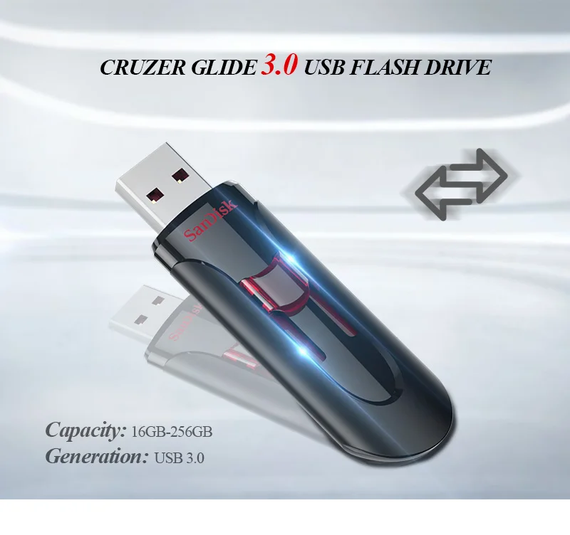 Подлинная SanDisk Cruzer Glide флеш-накопитель USB 3,0 16 ГБ 32 ГБ 64 ГБ USB флешка 128 ГБ 256 Гб карта памяти U диск