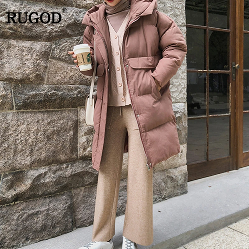 RUGOD Новая коллекция зимней одежды теплая Для женщин пальто Повседневное Твердые