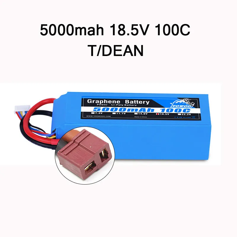 RC графеновая батарея Lipo 2S 7,4 V 3S 11,1 V 4S 14,8 5S 18,5 V 6S 22,2 V 5000mAh 100C XT60 XT90 для радиоуправляемого автомобиля вертолета - Цвет: 5S 5000mah 100C T