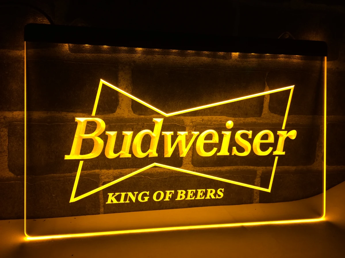 LE009 Budweiser King пивной бар паб клуб светодиодный светодиодная неоновая