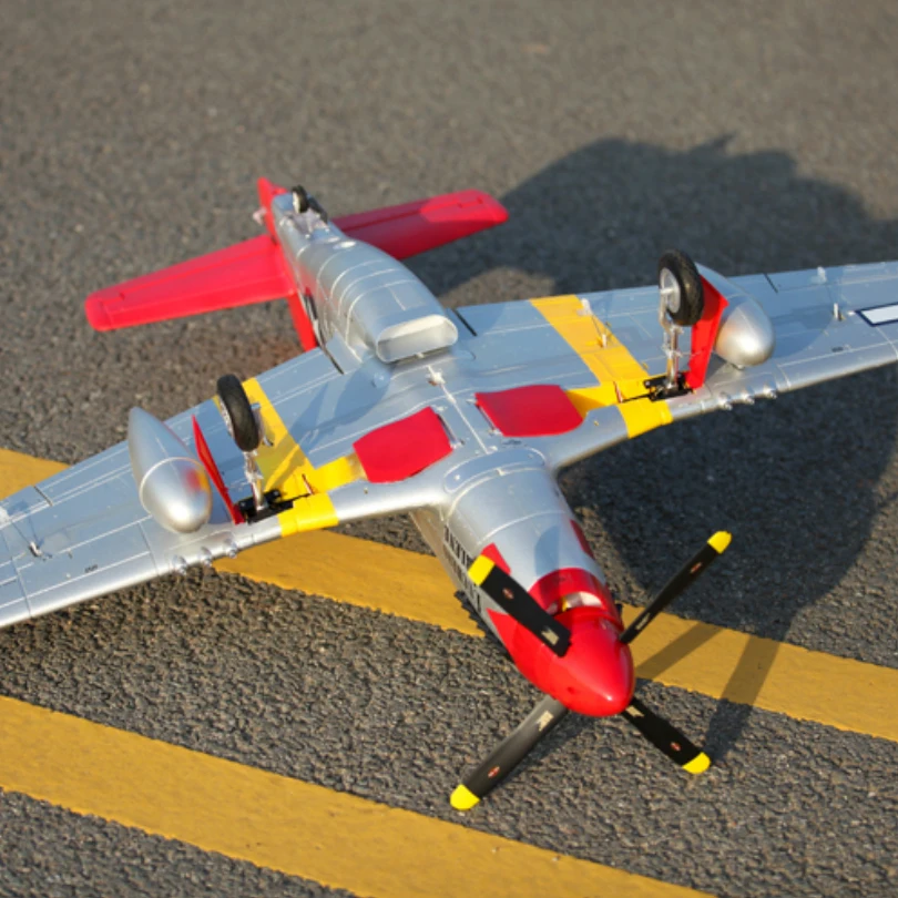 Радиоуправляемый самолет FMS Plane 1450 мм 1,4 м P51 P-51D Mustang V8 красный хвост 6CH 4S PNP большая модель Хобби самолет Warbird Avion EPO
