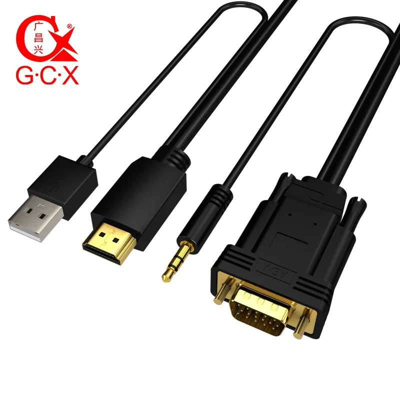 GCX HDMI-VGA кабель 1080P конвертер высокого разрешения адаптер папа-папа HDMI2VGA с аудио