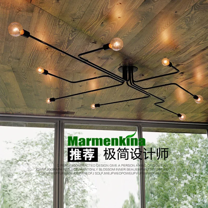 

Foyer dinning room restaurant Iron arm Retro industrial LOFT ceiling lamp classic modern black vintage ceiling light AC110-240V