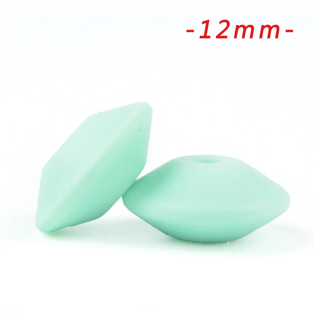 12mm mint LOFCA 100 шт. силиконовые бусины в форме чечевицы 12/15 мм Силиконовые Бусины россыпью детский прорезыватель BPA микроволновых печей DIY бусины для ожерелье-прорезыватель - Цвет: 12mm mint