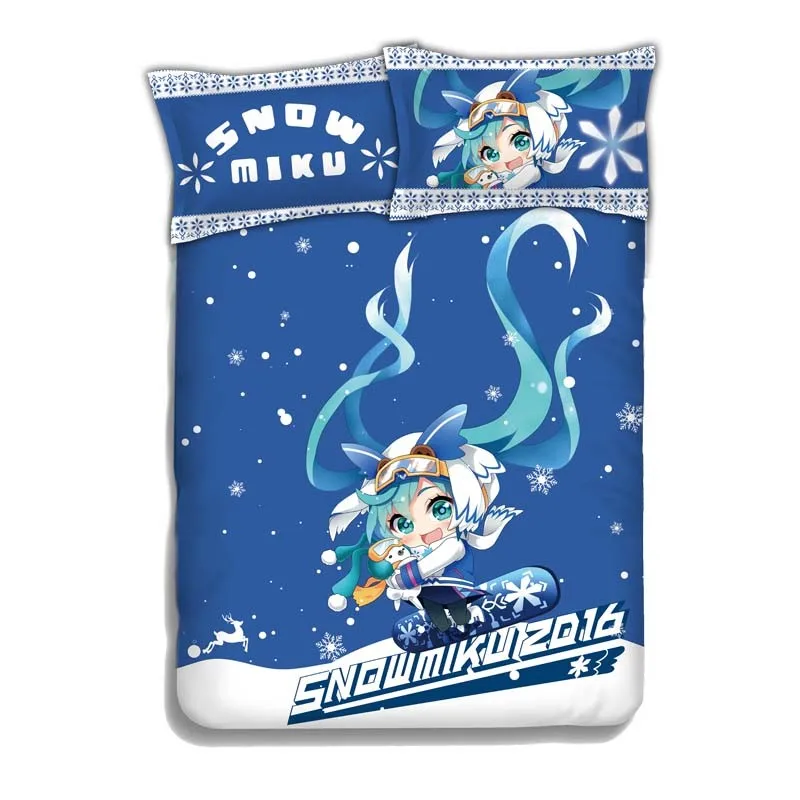 Японское аниме Vocaloid Снежный Хацунэ Мику 4 шт. постельное белье простыни пододеяльник набор