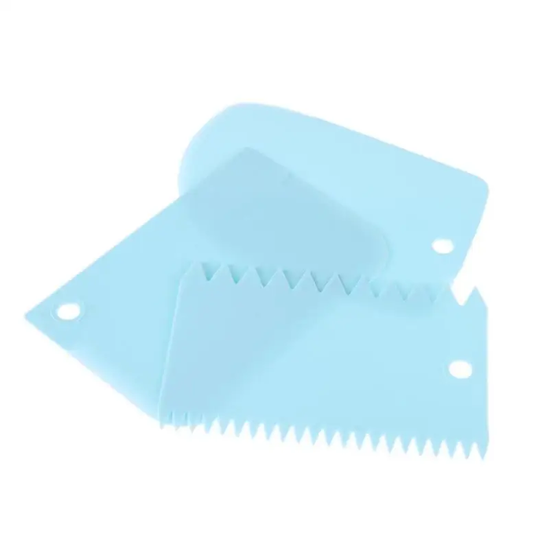 3Pcs/set Plastic Dough Knife Icing Fondant Scraper Jagged Edge Cake Spatula Baking Pastry Tools Plain Smooth Cake Paddle