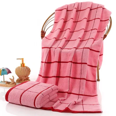 

New Plaid Bath Towel Brand Serviette Adulte Embroidery Large Beach Towels 70x140cm serviette de plage telo mare