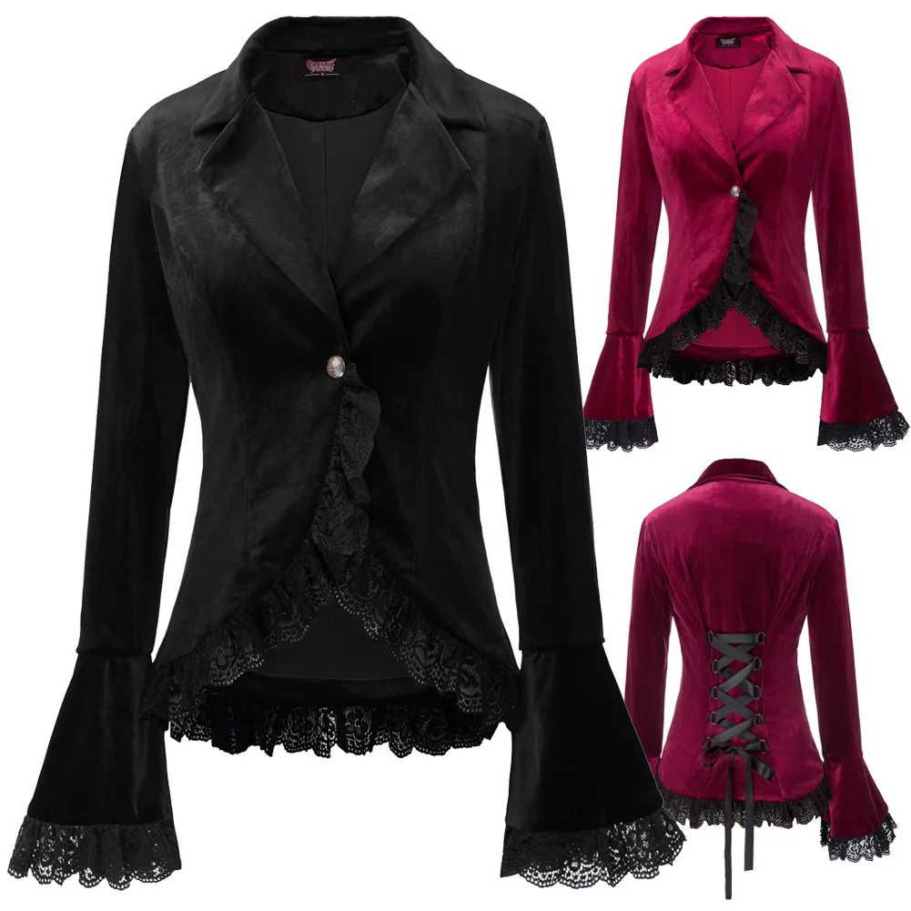 Женское пальто в стиле стимпанк викторианском готическом кружевная куртка с