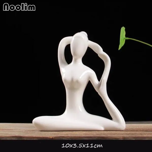 Yoga 07 NOOLIM креативный домашний Декор Керамическая йога девушка курильница с обратным потоком благовония конусы горелки полотенце ладан держатель использовать в офисе Teaho - Цвет: Yoga 07