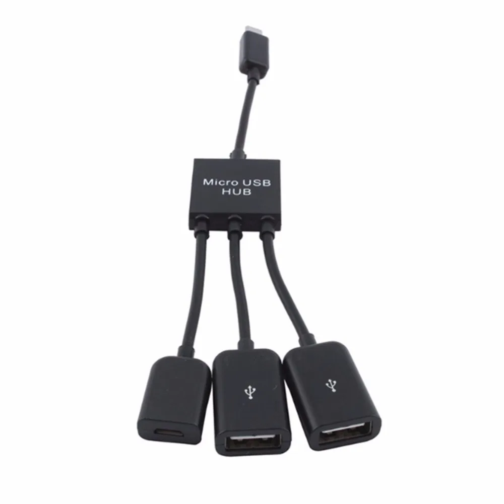 OTG USB концентратор разъем сплиттер 3в1 Micro зарядка питания кабель для смартфона