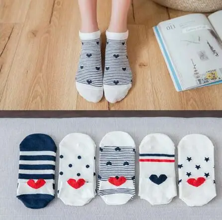 5 пар уникальные женские носки с объемными сердечками Kawaii Милые простые