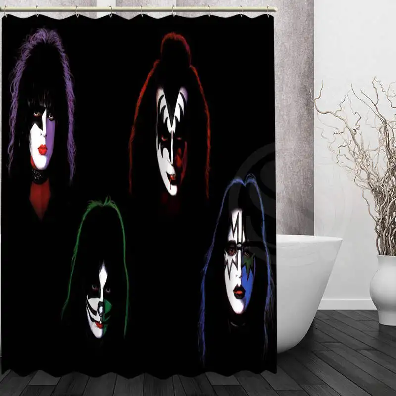 Лучший Хороший пользовательский KISS Band занавеска для душа, занавеска для ванной, водонепроницаемая ткань для ванной комнаты, больше размеров, WJY#12 - Цвет: Бургундия