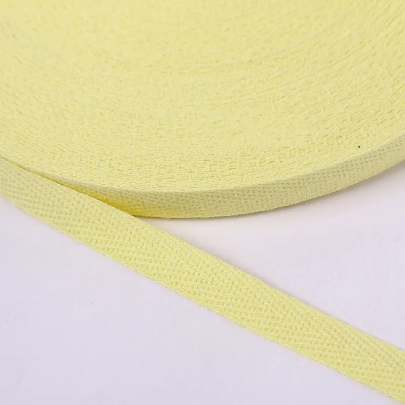 30 Light yellow Ribbon 1cm 2cm Multi Color Herringbone Tape Ribbons 10mm Woven Cotton Sewing Overlock Cloth Strap Belt DIY Accessories 50Yards - Цвет: 30 Light yellow