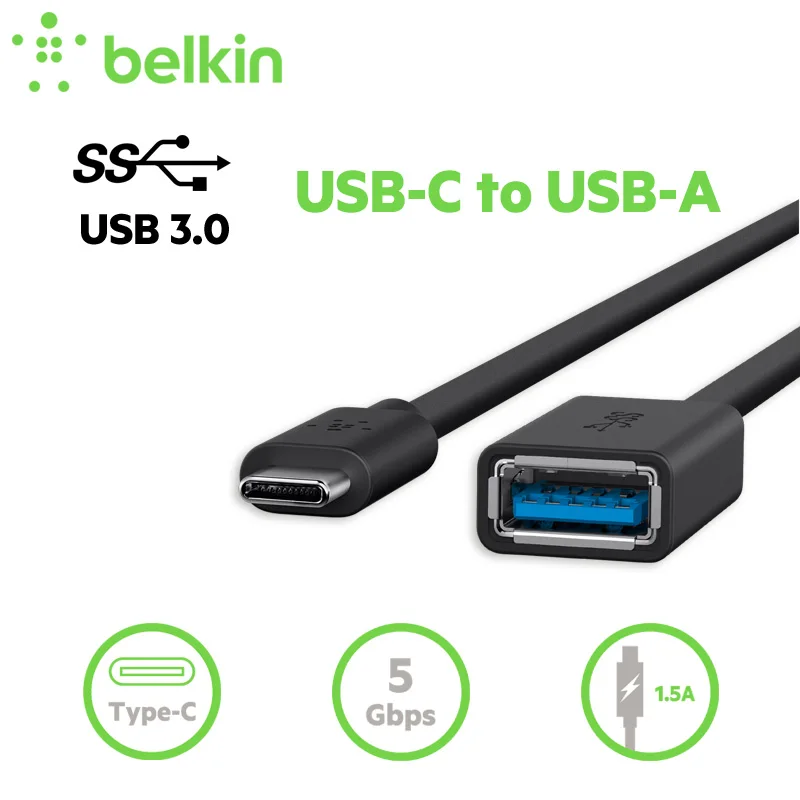 Belkin Original USB 3 0 Тип usb-C USB-A адаптер зарядный кабель для MacBook Pro Huawei p20 HUB 5 гбит F2CU036btBLK |