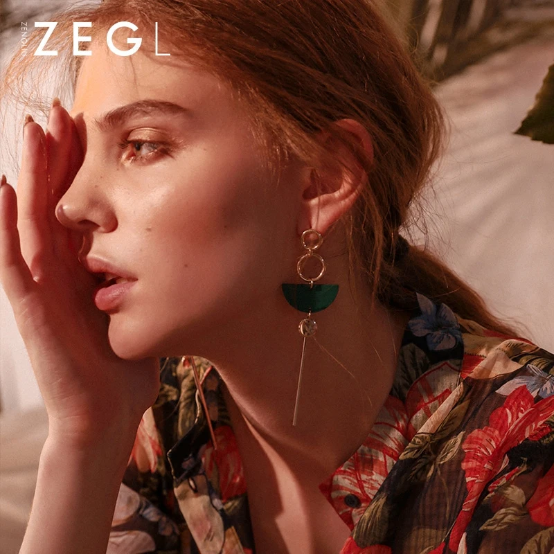 Zegl-личность преувеличенные веерообразные серьги с кисточками женские длинные