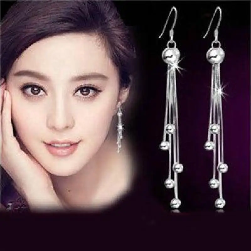 

100% 925 Sterling Silver Fashion Female Long Tassels Drop Earrings For Women Jewelry No Fade Birthday Gift Drop Shipping